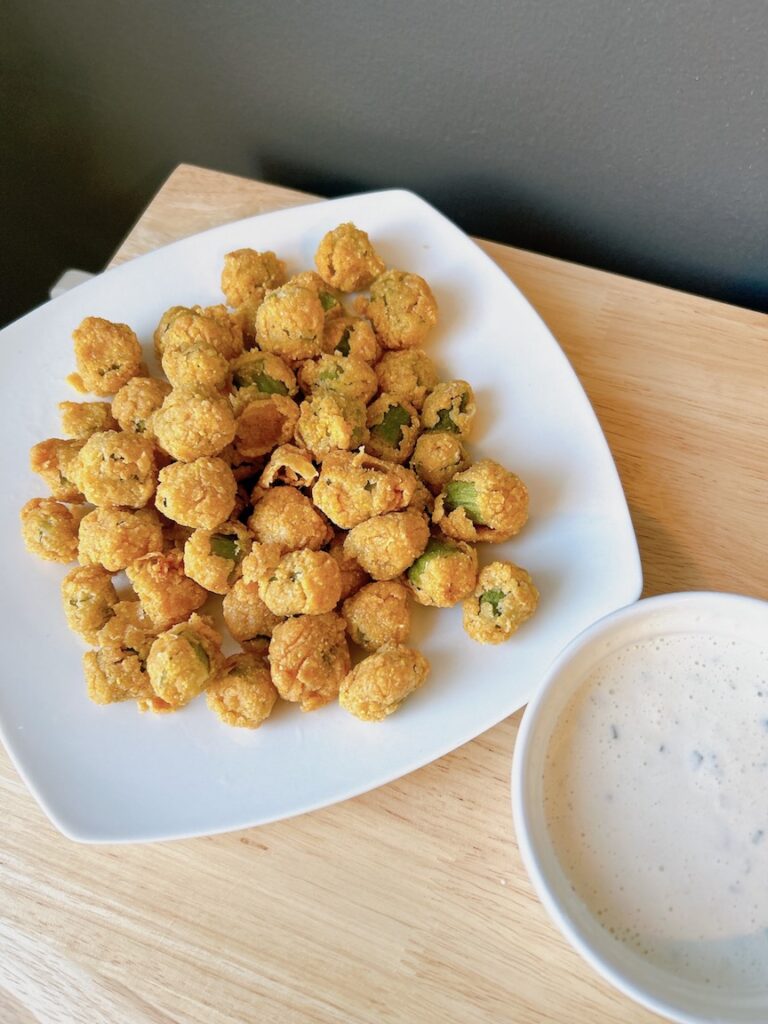 Creamy Buttermilk fried okra dipping sauce